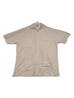 Giocam Cuban Guayabera Shirt Solid White Short Sleeve Mens 2XL Cotton Casual